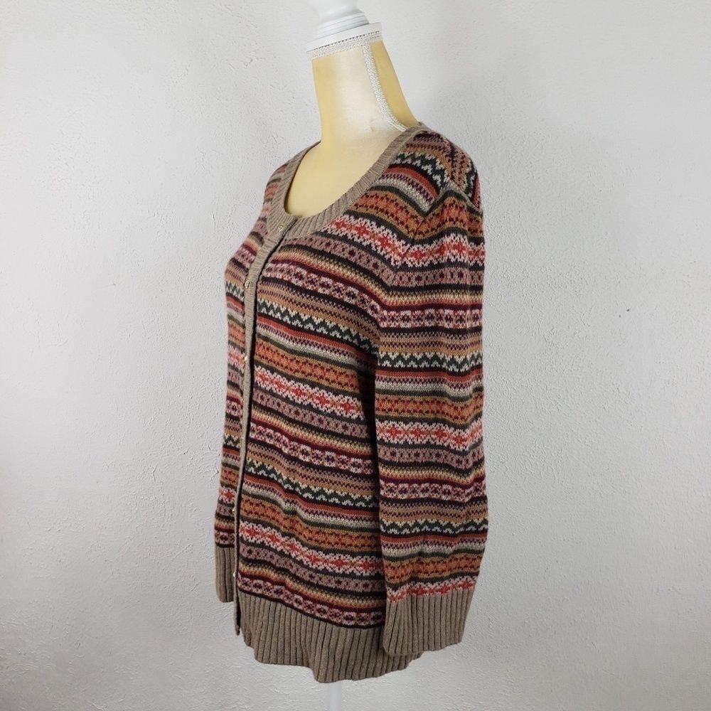 Talbots Aztek Design Button Down Sweater Wool Xl - image 3